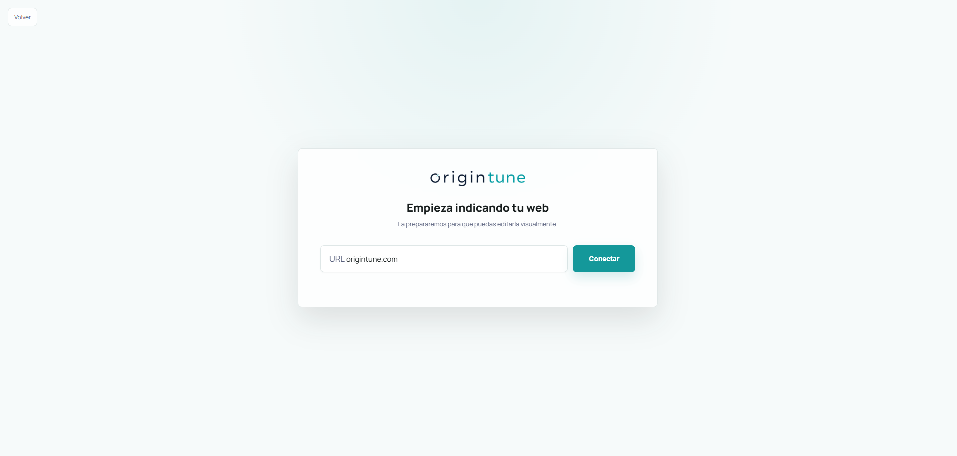 Pantalla de onboarding de Origintune